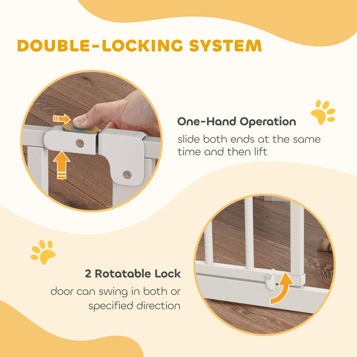 Wide Dog Safety Gate, with Door Pressure, for Doorways, Hallways, Staircases - White