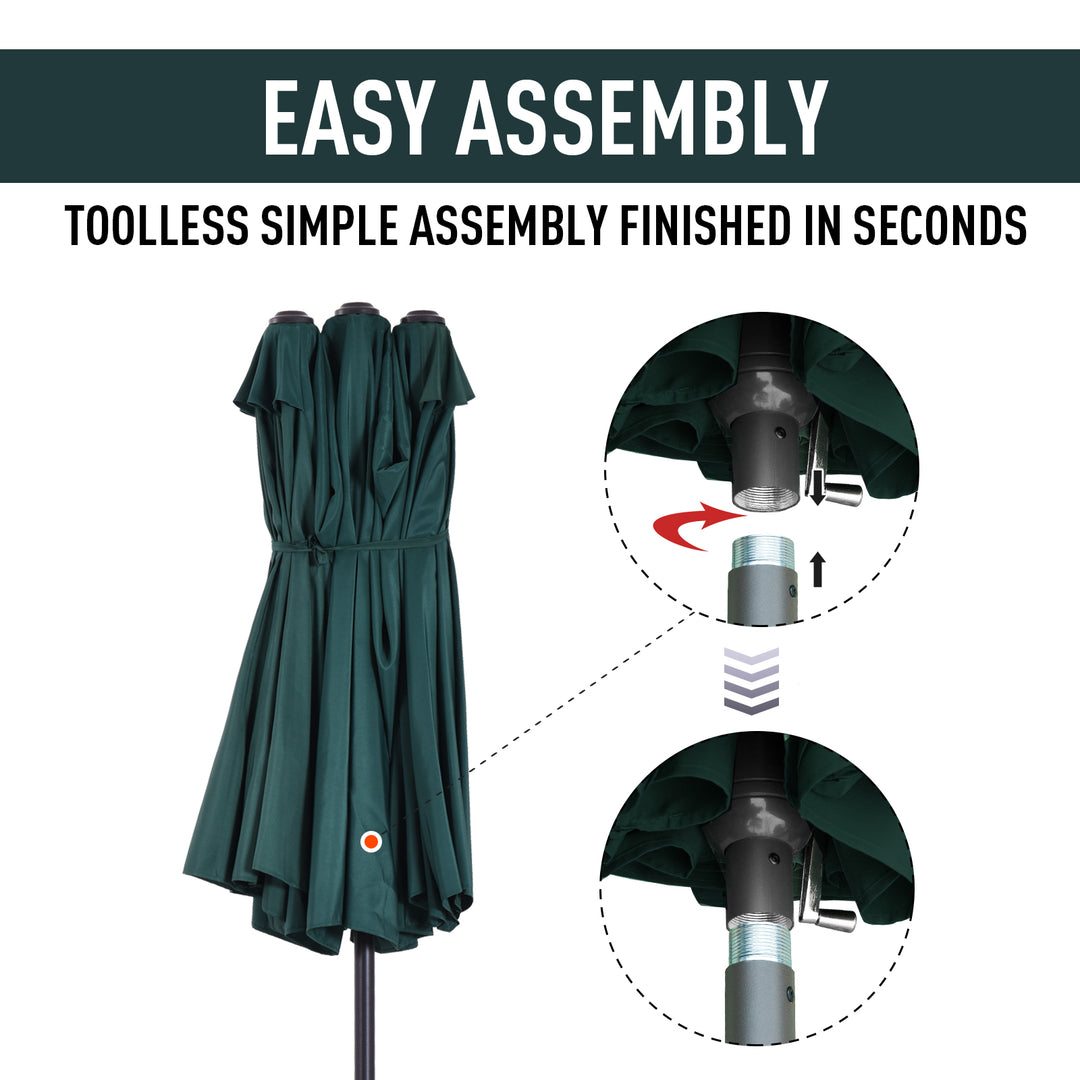 MCL 4.6m Double Garden Parasol - Green