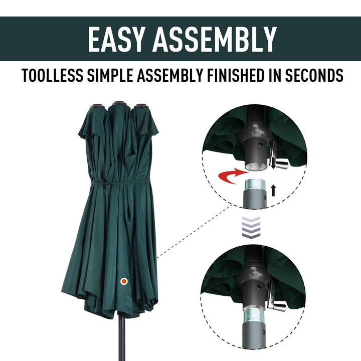 MCL 4.6m Double Garden Parasol - Green