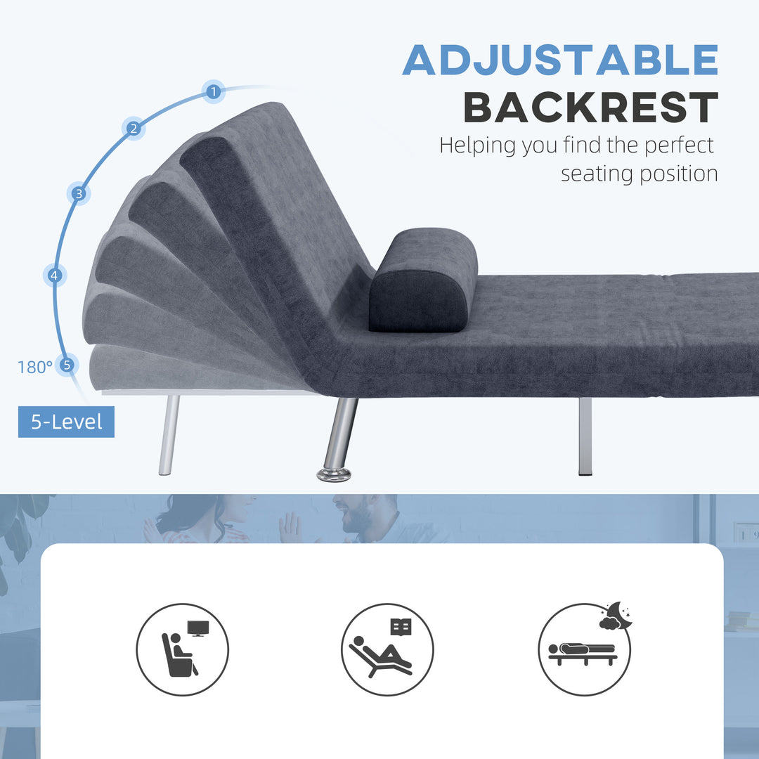 Single Velvet-Feel Sleeper Chair - Charcoal Grey