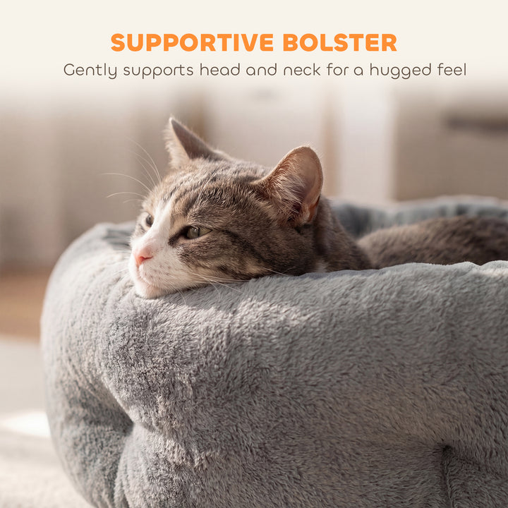 Cat Bed, Reversible Dog Pet Bed for Indoor Cats and Small Dogs, Round 