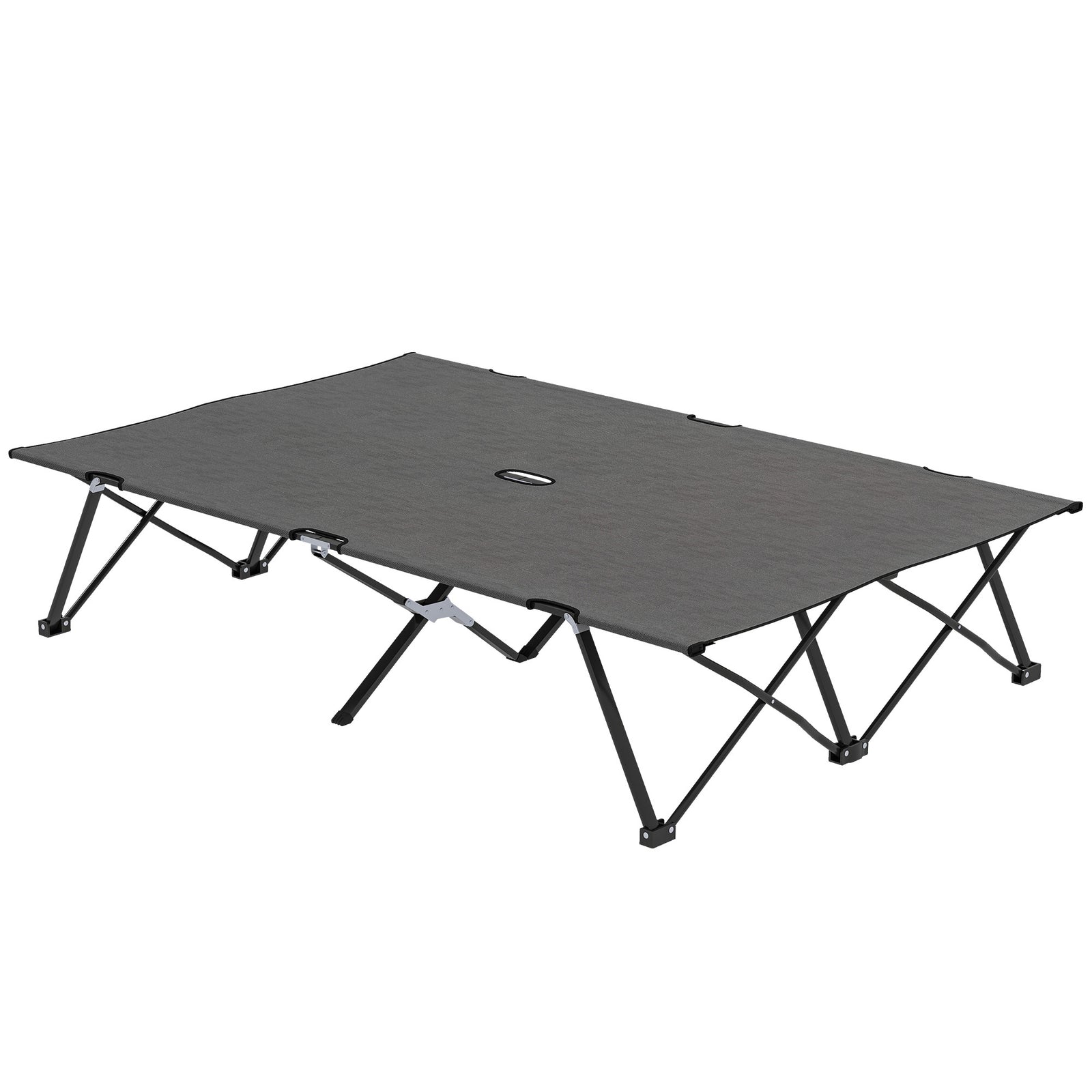 Double Camping Cot Bed, with Bag - Charcoal Grey