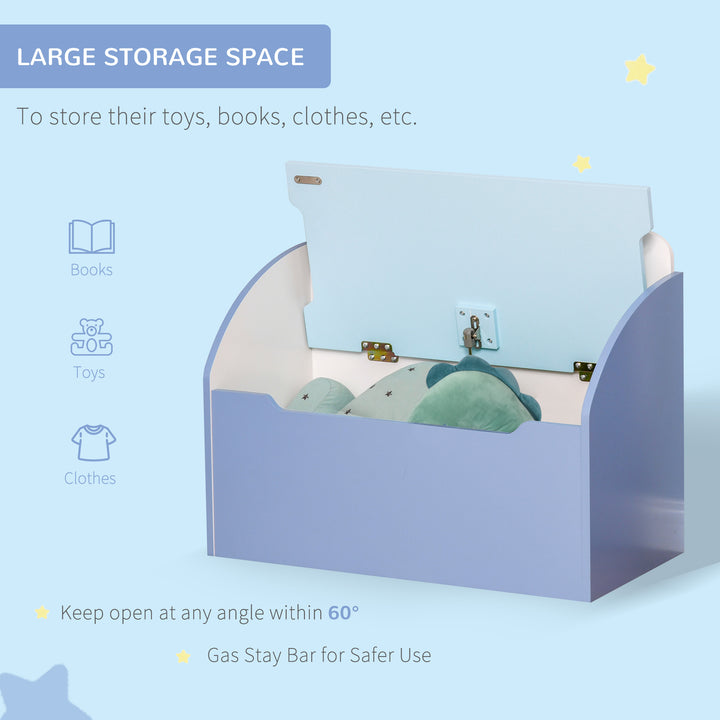 Kids Wooden Toy Box Children Storage Chest Bench Organiser Safety Hinge Bedroom Playroom Furniture Blue