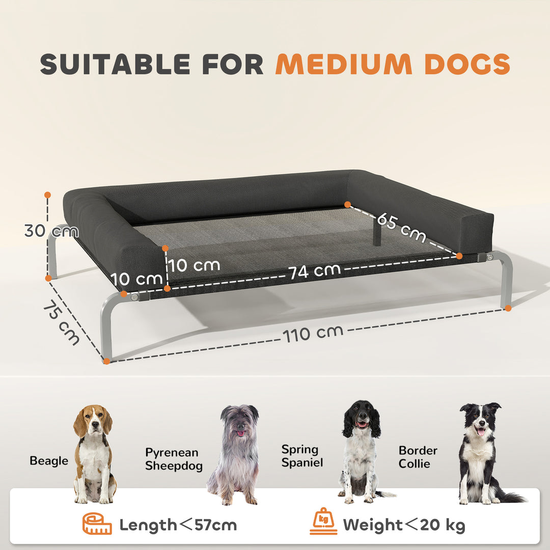Elevated Dog Bed with Removable Bolsters, Raised Dog Bed for Medium Br
