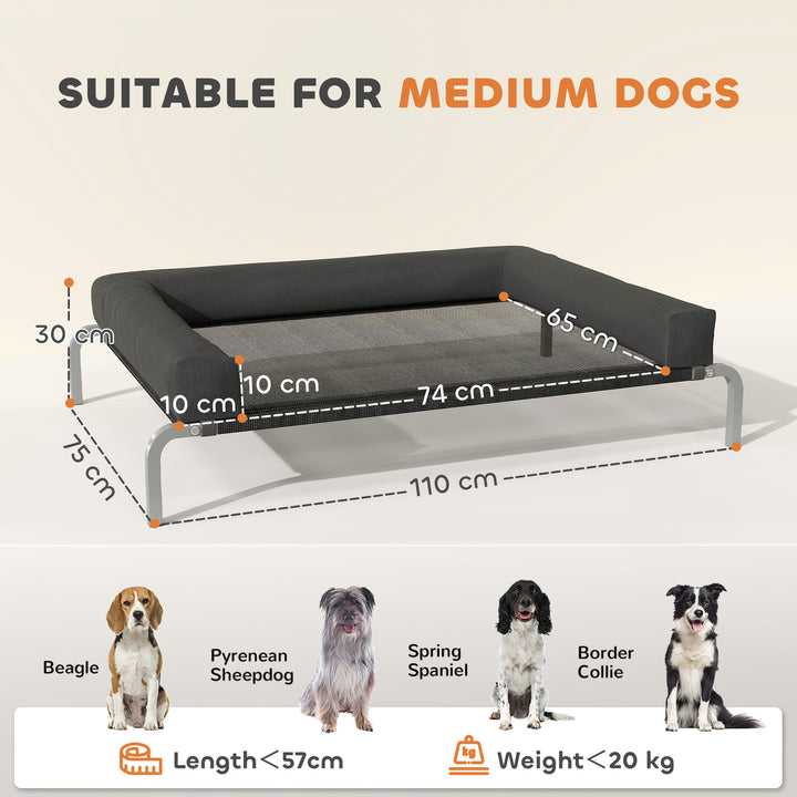 Elevated Dog Bed with Removable Bolsters, Raised Dog Bed for Medium Br