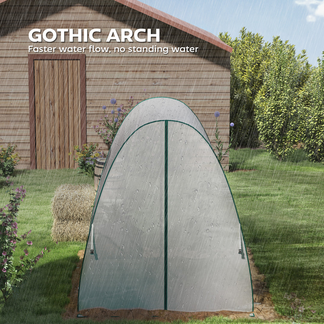 Polytunnel Greenhouse with Sandbags, Walk-In Tunnel Green House with 2 Doors and Screen Windows, 1.8 x 1.8 x 2m