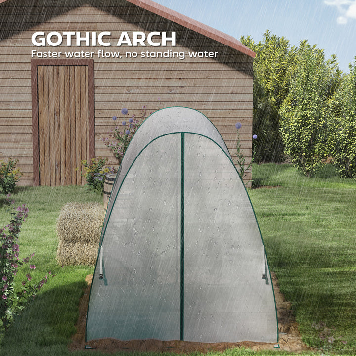 Polytunnel Greenhouse with Sandbags, Walk-In Tunnel Green House with 2 Doors and Screen Windows, 1.8 x 1.8 x 2m