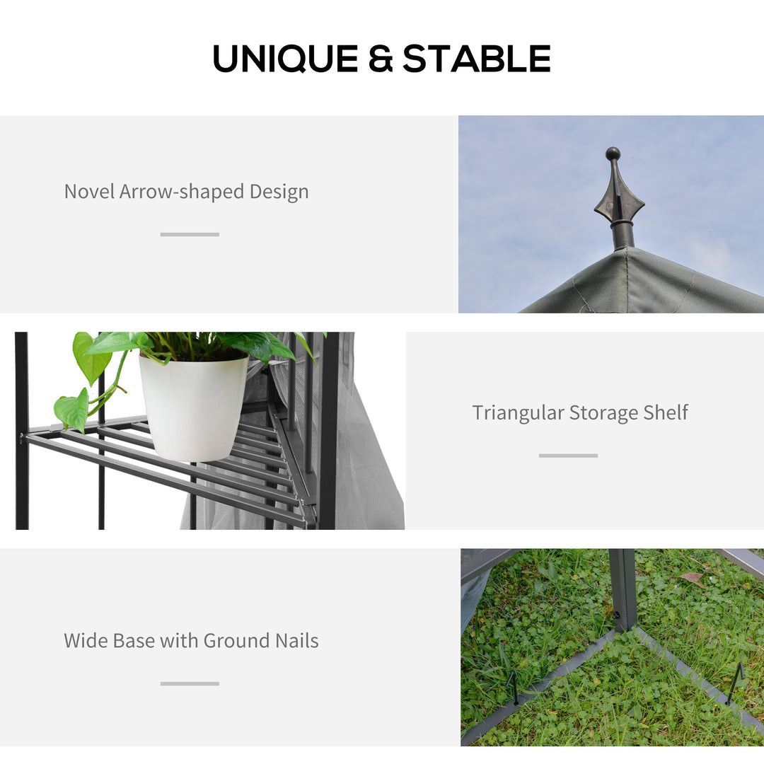 MCL 3(M)x3(M) Garden Gazebo Double Top Outdoor Canopy Patio Event Party Wedding Tent Backyard Sun Shade with Netting - Grey