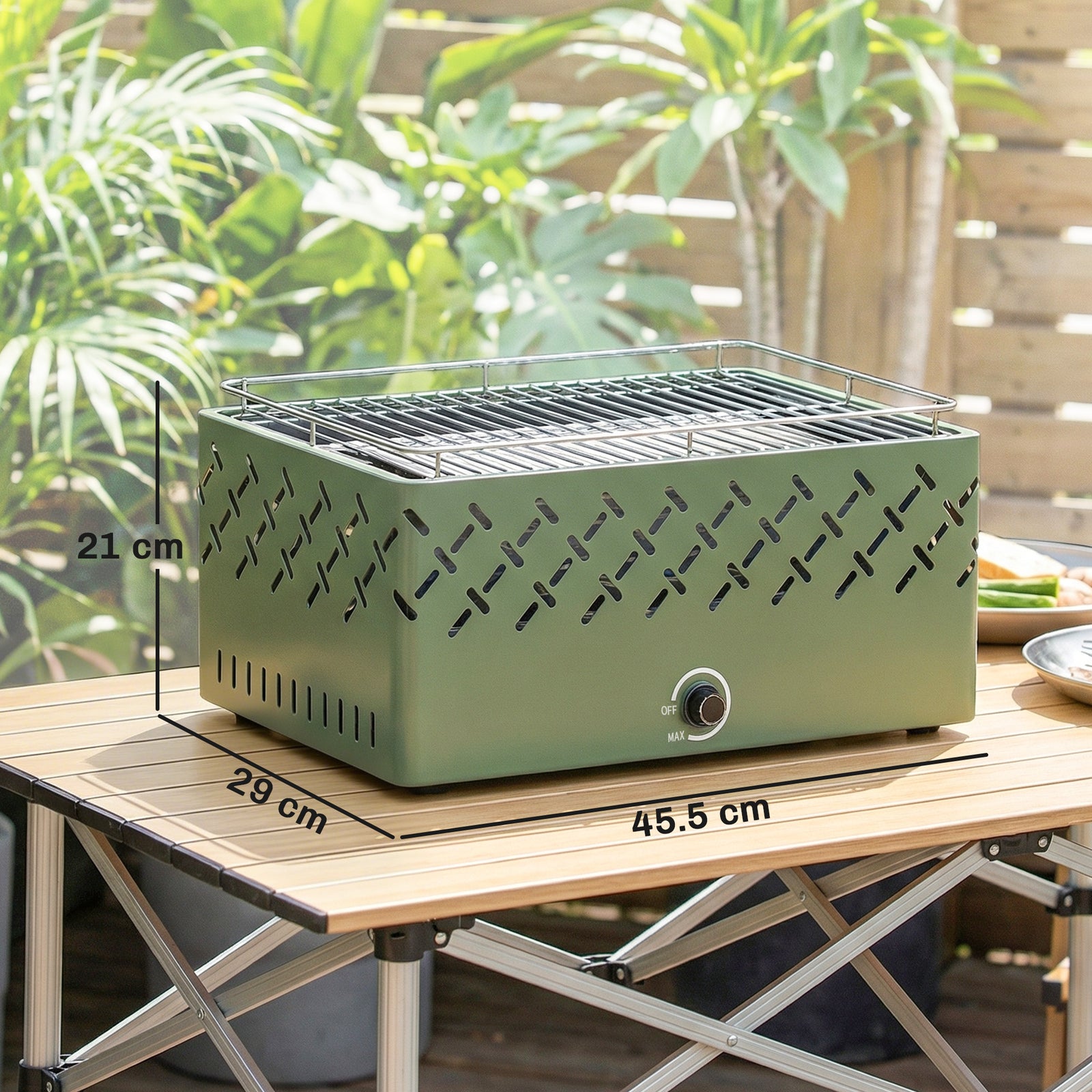 Portable Charcoal BBQ Grill, Battery Powered Barbecue Grill with Built