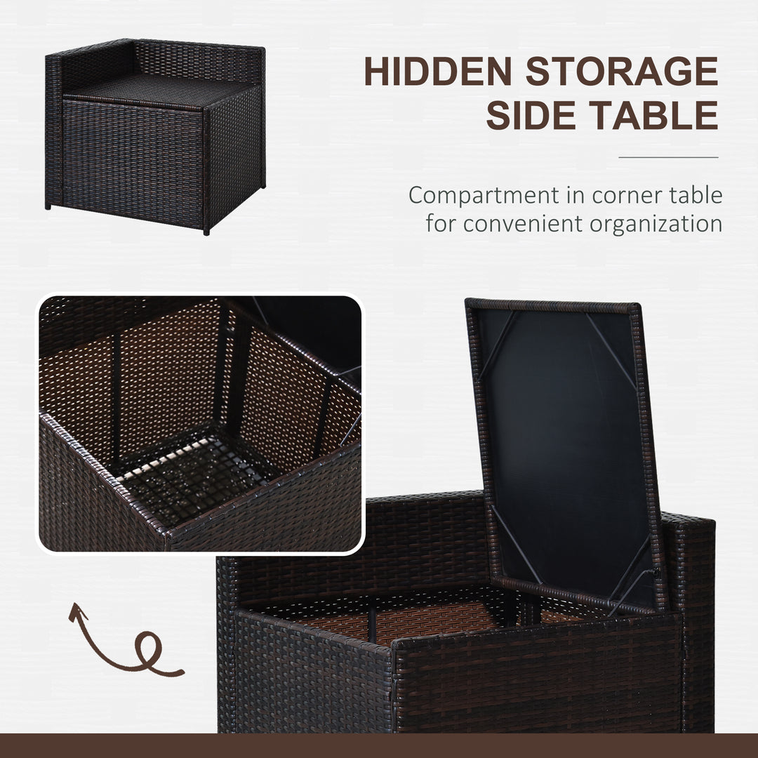 MCL 6-Seater Rattan Sofa Furniture Set W/Cushions, Steel Frame-Brown