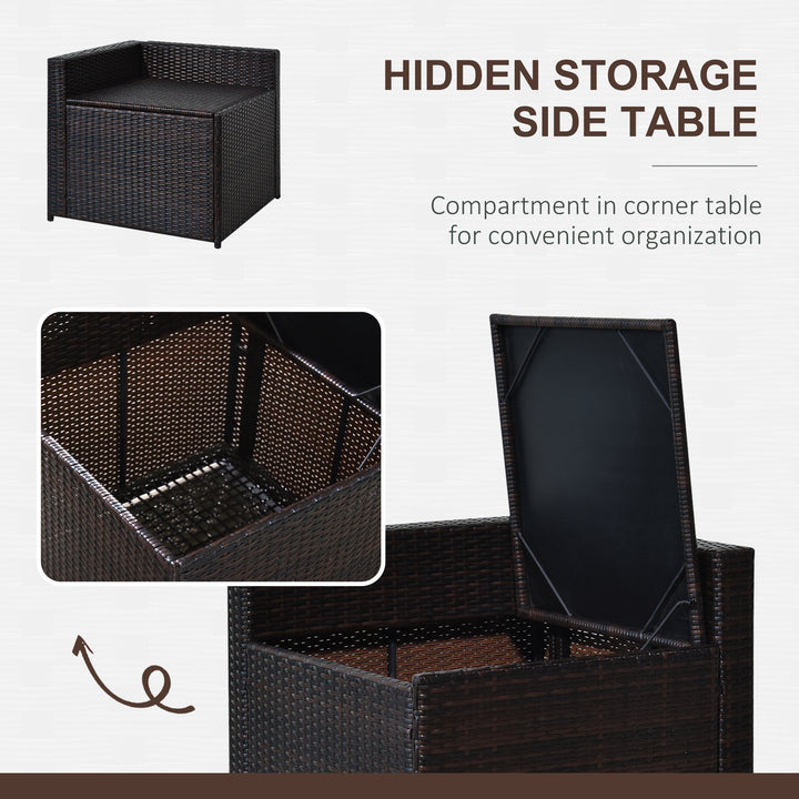 MCL 6-Seater Rattan Sofa Furniture Set W/Cushions, Steel Frame-Brown