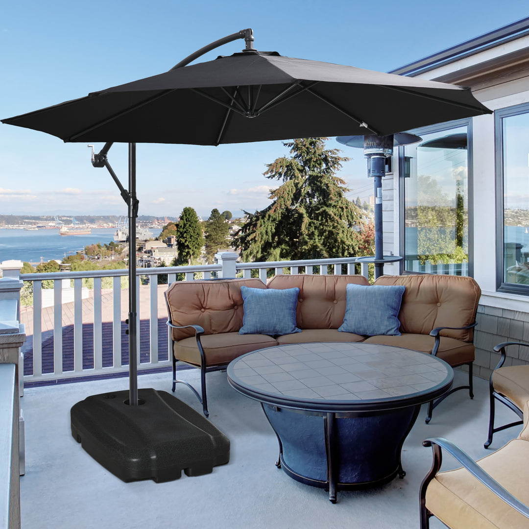 Outsunny Portable Square Parasol Base with Wheels, Water & Sand Fillable Umbrella Stand for Cantilever Parasols, Up to 100kg, Black | Aosom UK