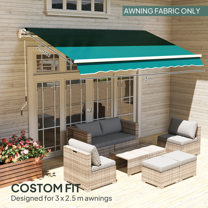 Awning Replacement Canopy, Water Resistant UPF 50+ Sun Shade Cover for 3 x 2.5 m Garden Awning (Fabric Only), Green