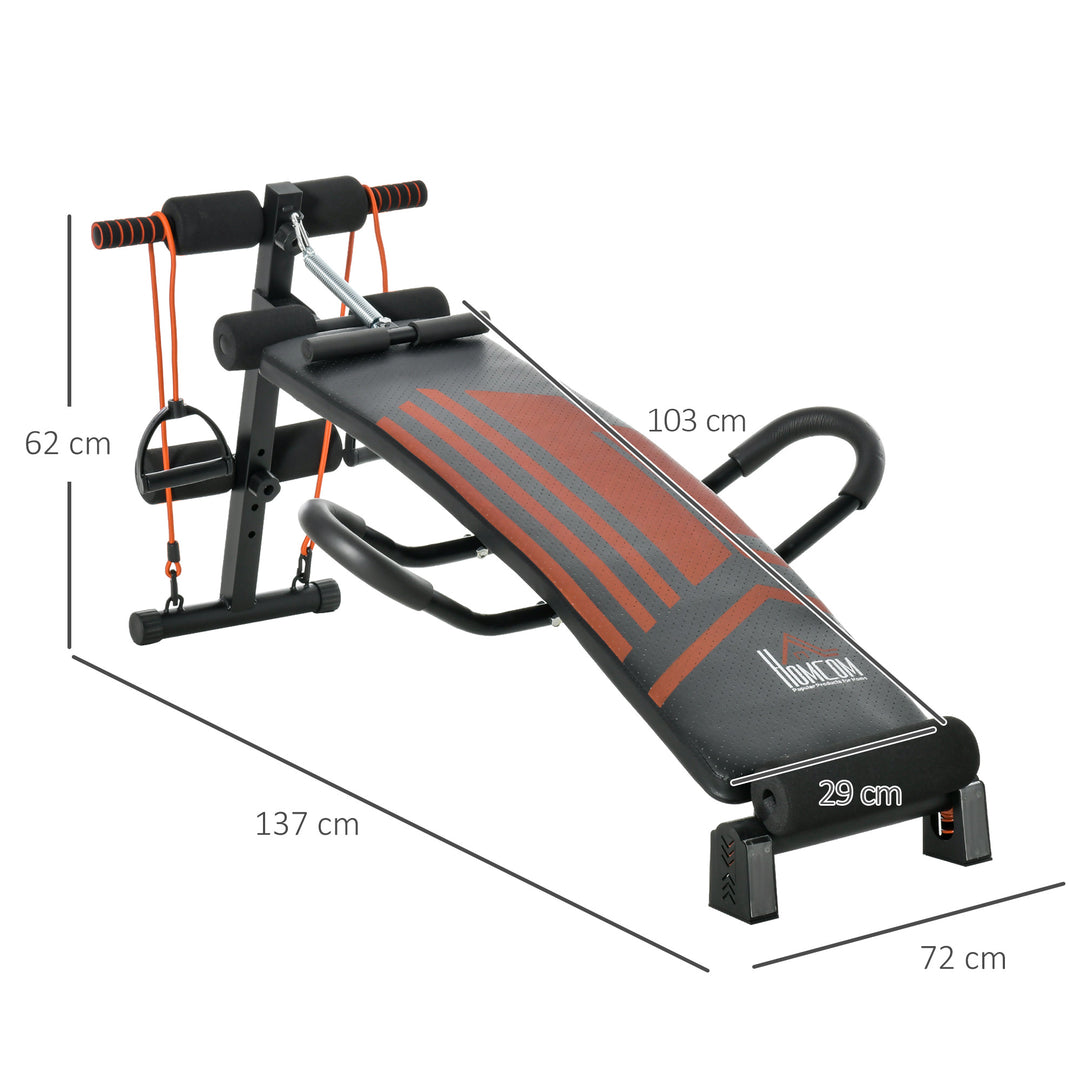 HOMCOM Multifunctional Sit Up Bench Adjustable Utility Board Ab Exercise Workout Fitness with Headrest for Home, Office and Gym, Black | Aosom UK