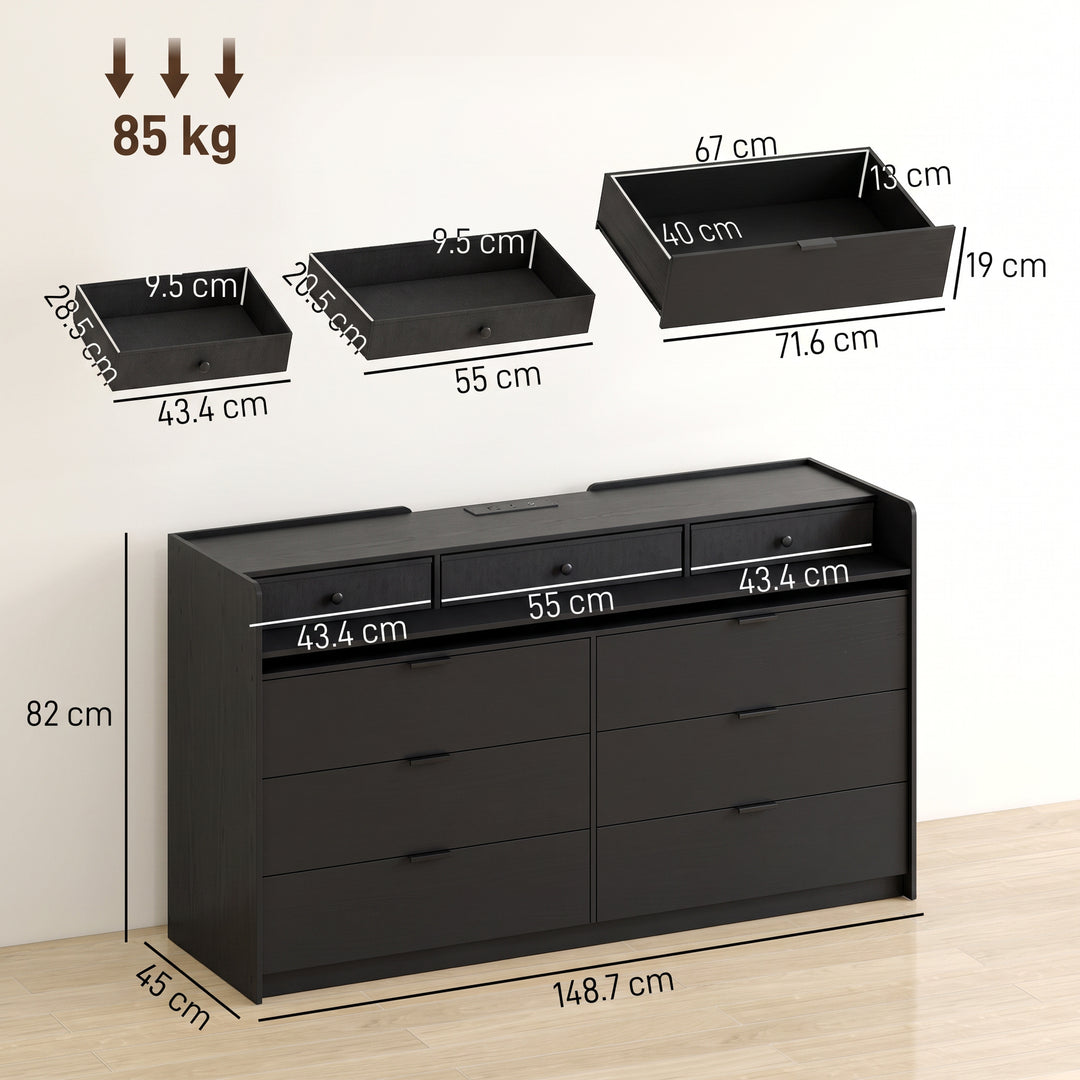 Chest of Drawers for Bedroom with LED Light &amp; Charging Station, 9 - view 3