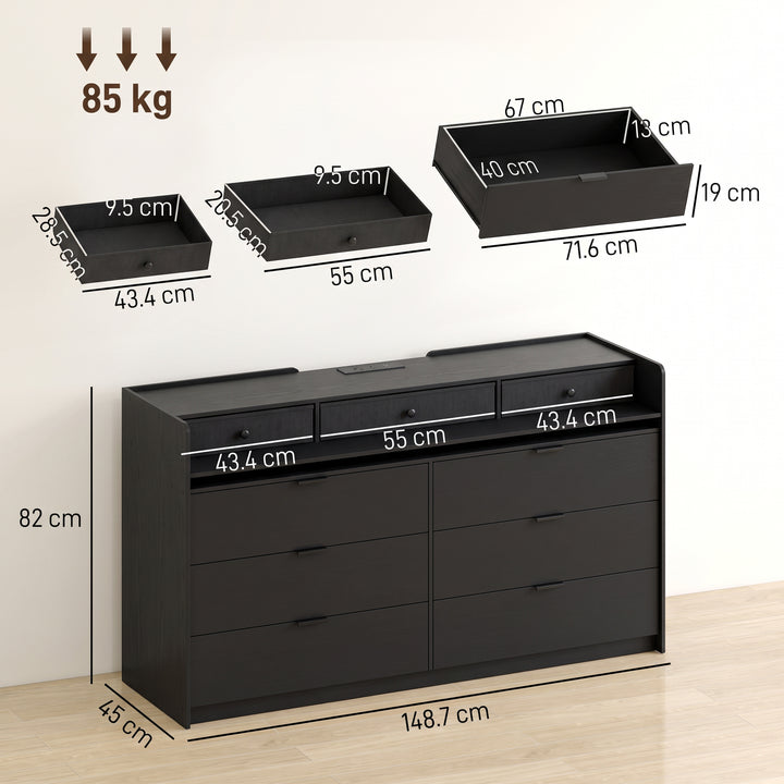 Chest of Drawers for Bedroom with LED Light &amp; Charging Station, 9 - view 3