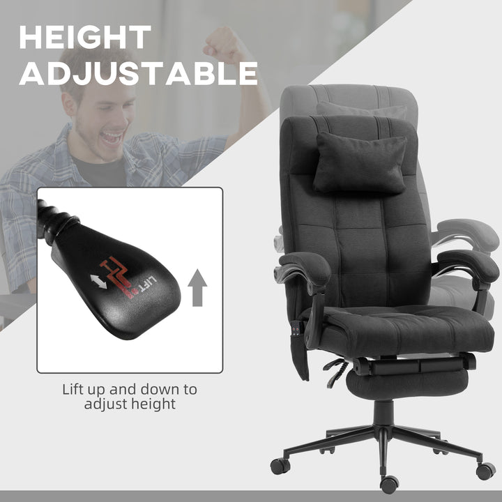Office Chair with 6-point Vibration Massage and Heat, Computer Chair with Adjustable Height, Head Pillow, Footrest for Home, Black