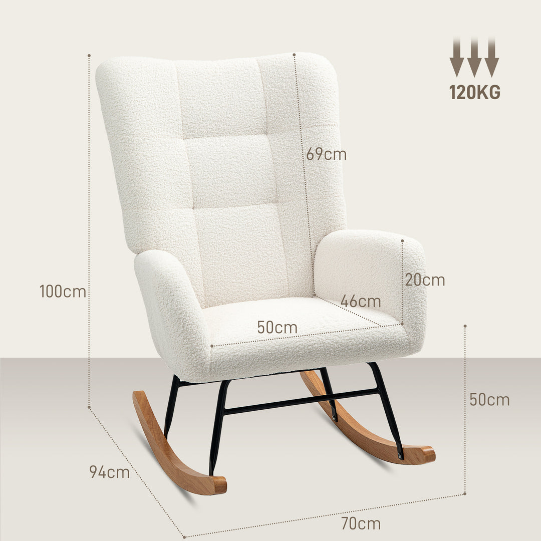 Teddy Fleece Rocking Chair - Cream White