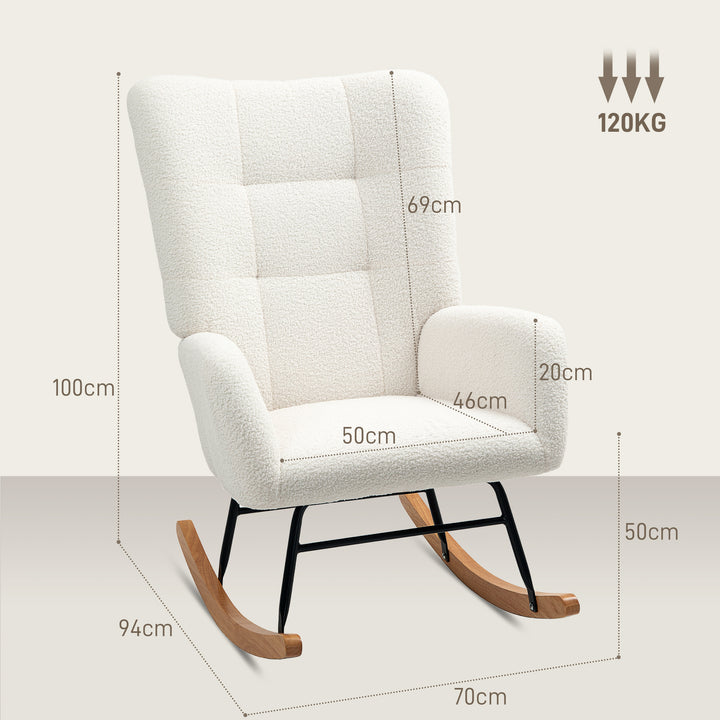 Teddy Fleece Rocking Chair - Cream White