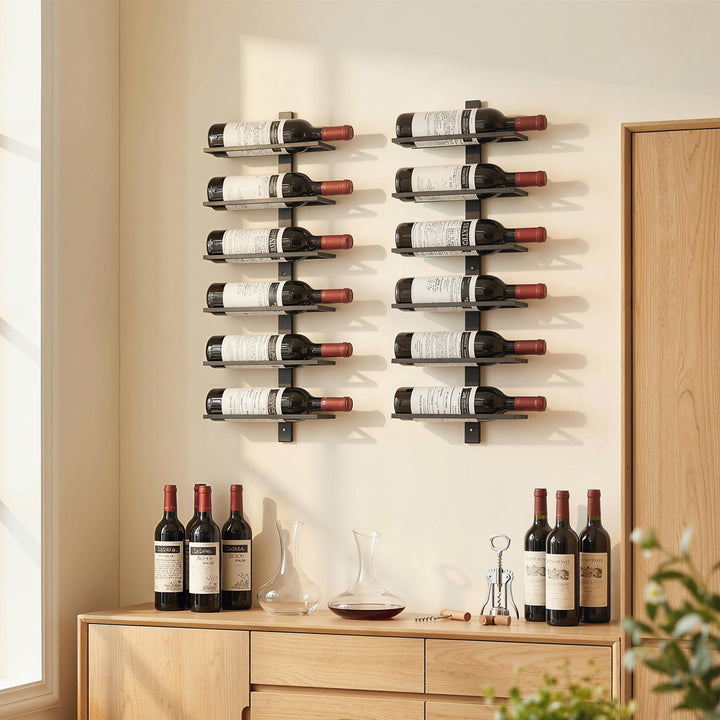 Wall Mounted Wine Rack, 6 Tier Metal Wine Display Rack, Storage Holder