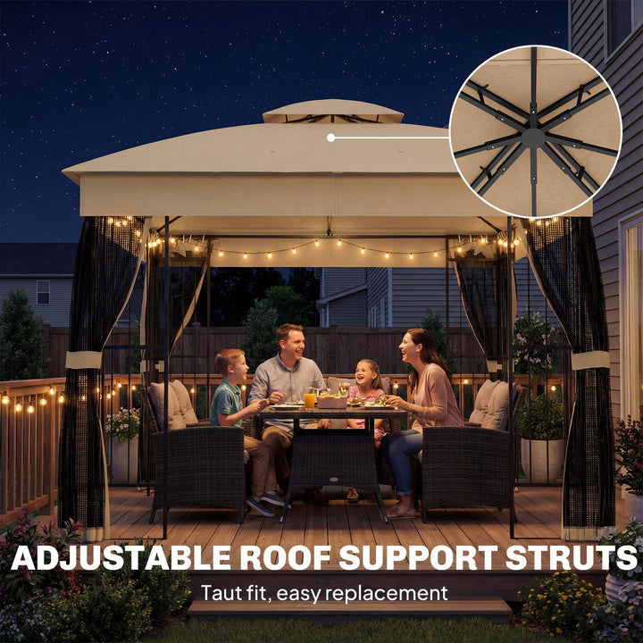 3 x 3 m Outdoor Garden Gazebo with Post Shelves, UPF50+ Double Roof Pa
