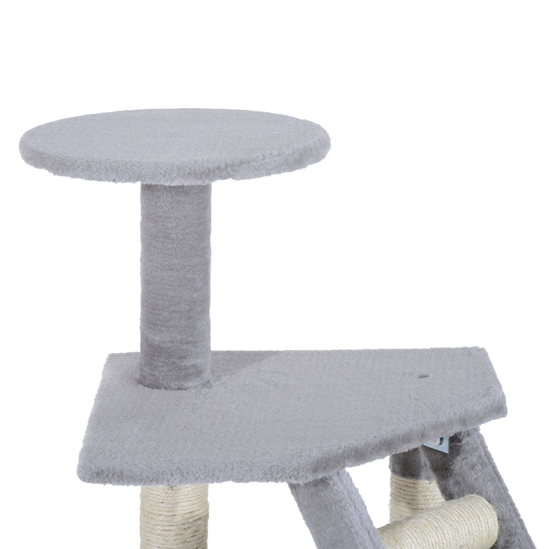 PawHut Cat Tree with Scratching Post, Kitten Activity Centre, Play House, Pet Furniture, 125cm, Grey | Aosom UK