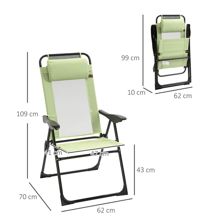 Folding Garden Chairs Set of 2, 5-Position Recliner Camping Chair with