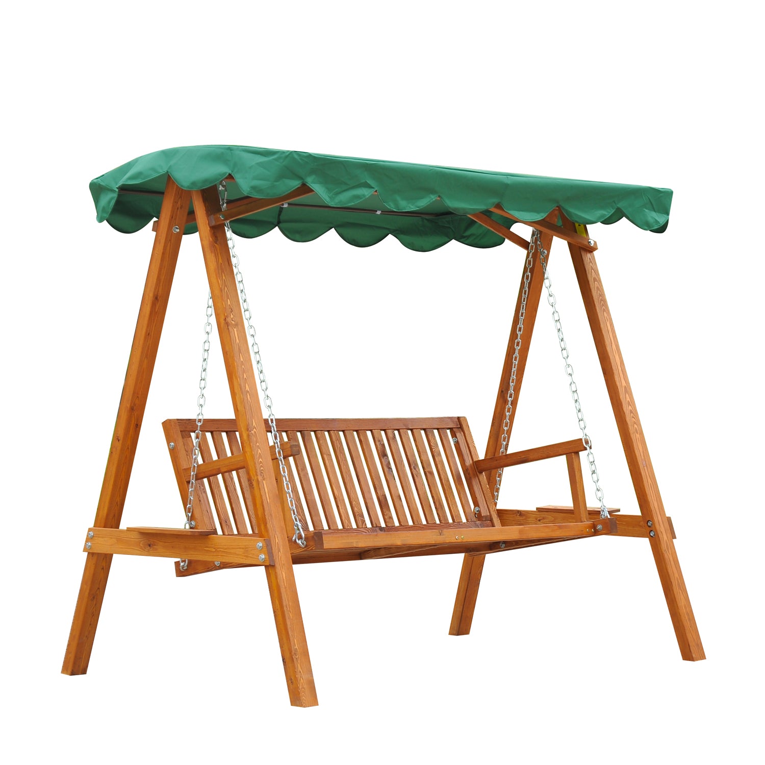 3-Seater Pinewood Swing Chair-Green