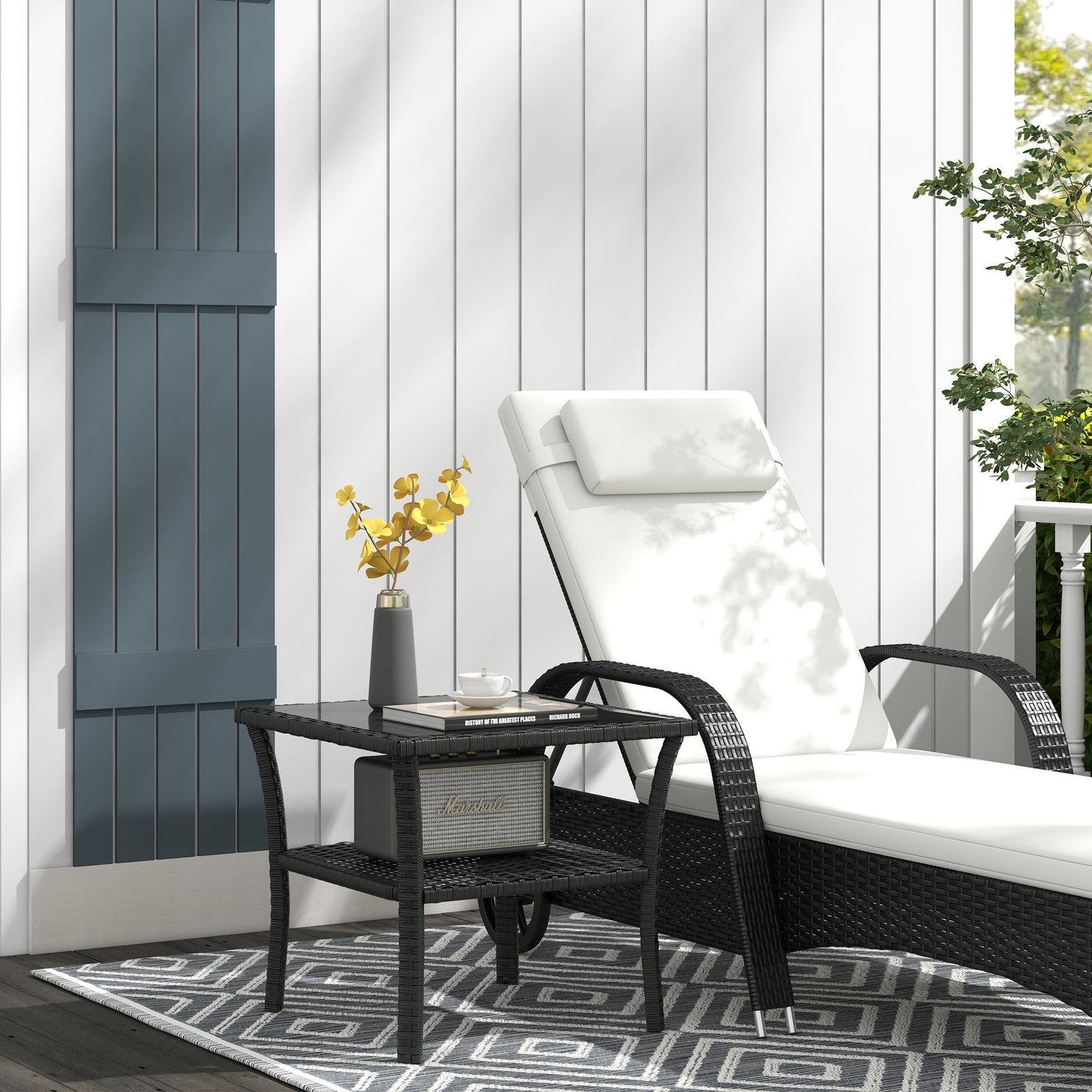 Two-tier PE Rattan Square Coffee Table - Black