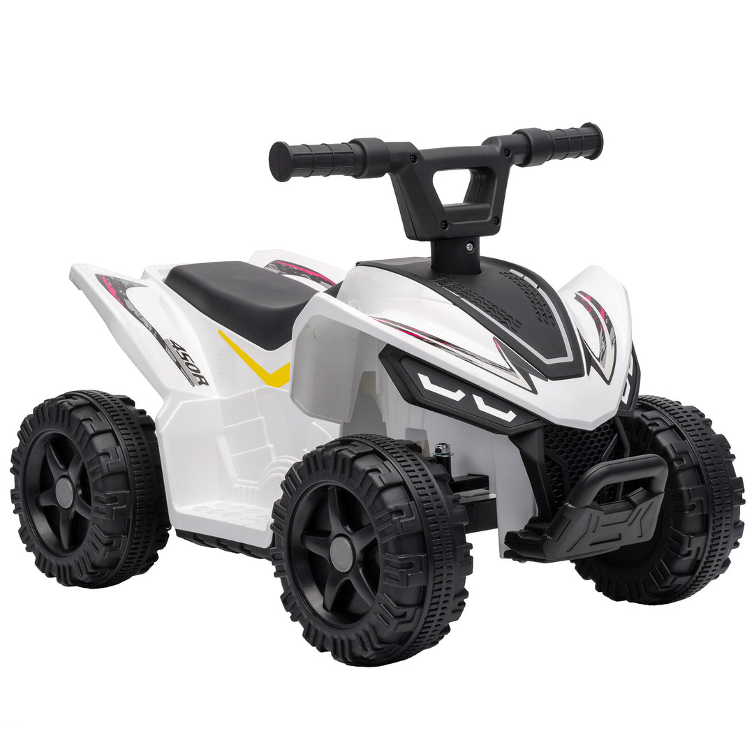 6V Battery Powered Kids ATV, Quad Bike with Handlebar Button Control - White