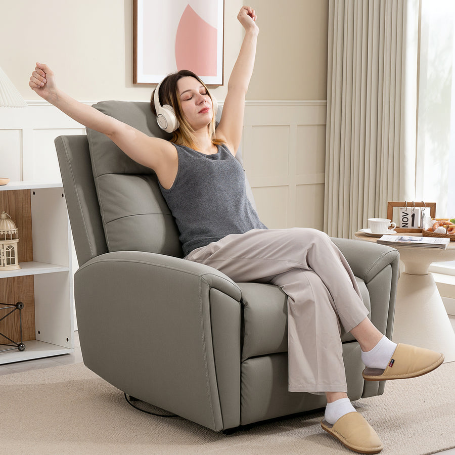 Recliner Armchair, Manual Reclining Chair with Adjustable Leg Rest and Reclining Functions, Modern Microfibre Overstuffed Lounge Seating for Living Room, Bedroom, Grey