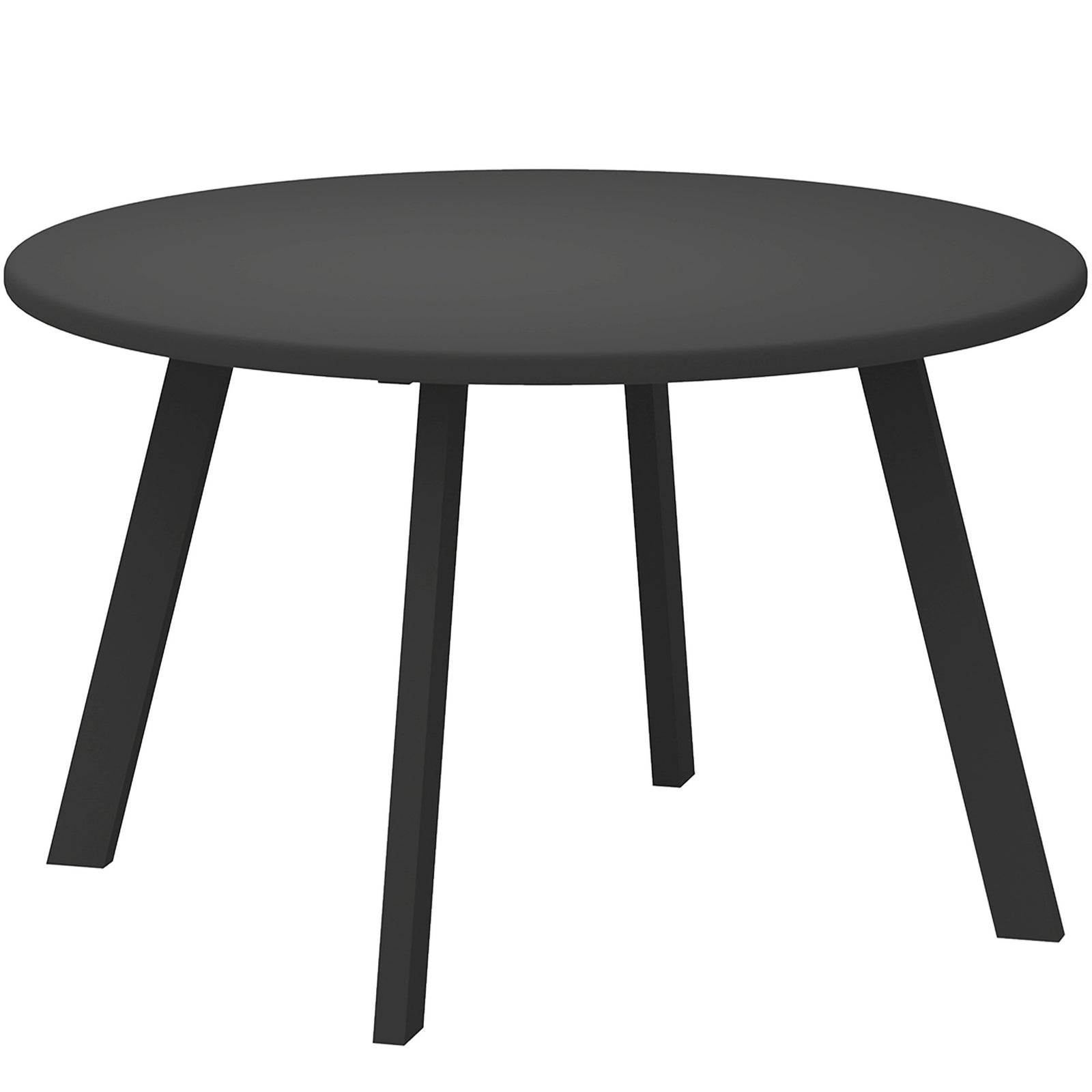 70cm Round Coffee Table, Outdoor Garden Table with Non-Slip Foot Pads and Metal Frame for Garden, Terrace, Balcony, Living Room, Black