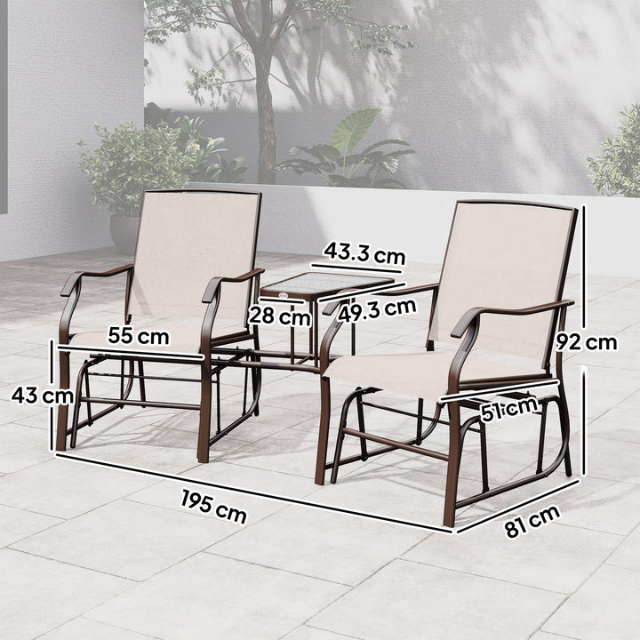 MCL Gliding Jack and Jill Seat, with Glass-Top Table - Brown/Beige