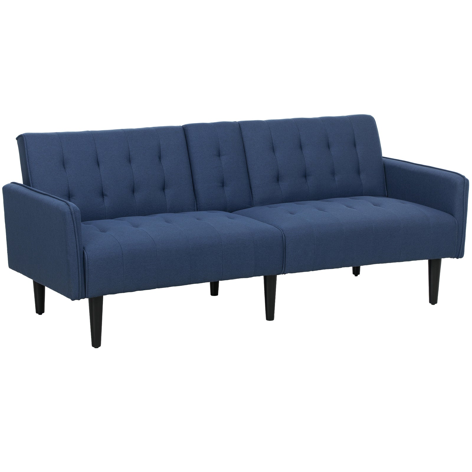 Three-Seater Sofa Bed, with Cupholders - Dark Blue