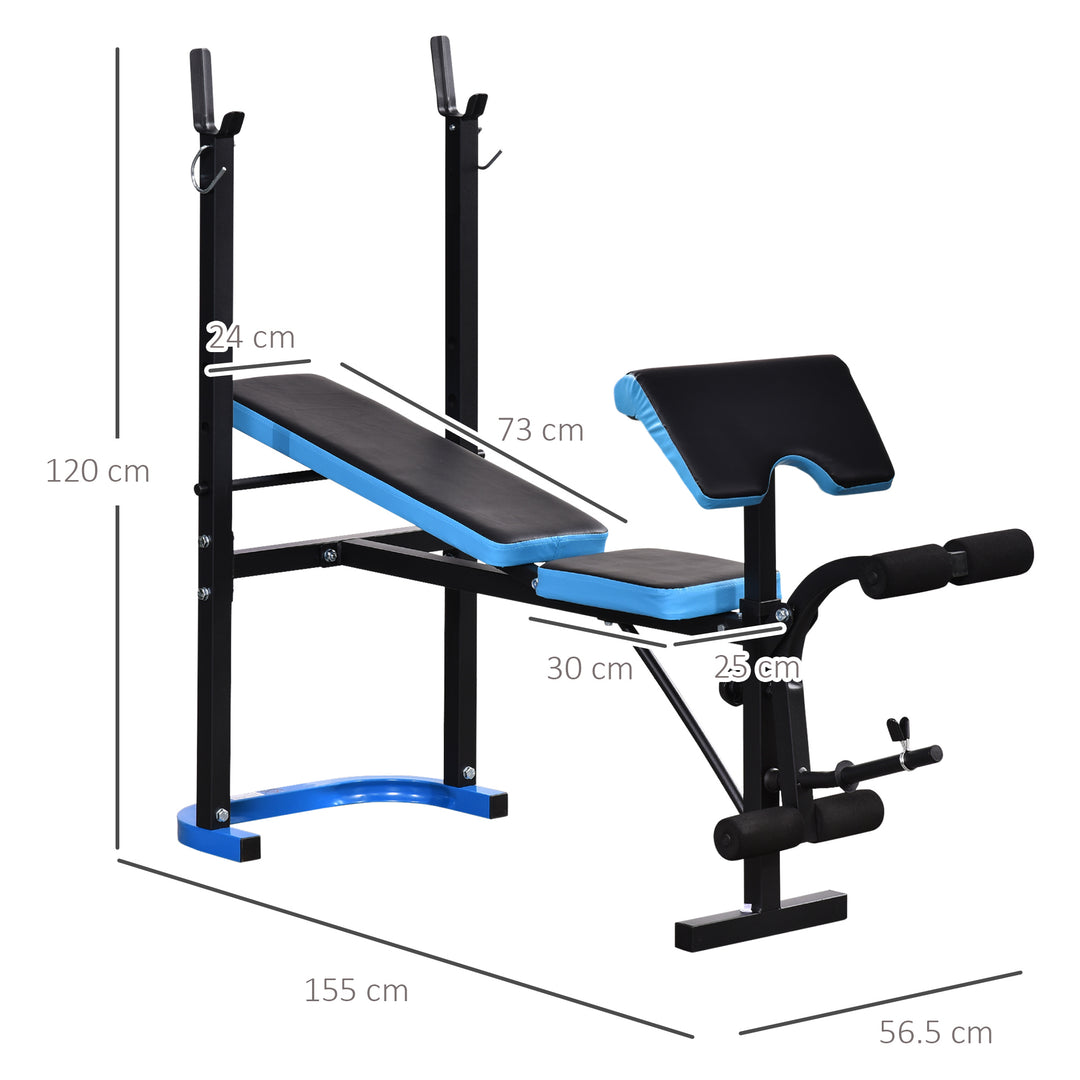 Adjustable Weight Bench with Leg Developer Barbell Rack for Lifting and Strength Training Multifunctional Workout Station for Home Gym Fitness, Black