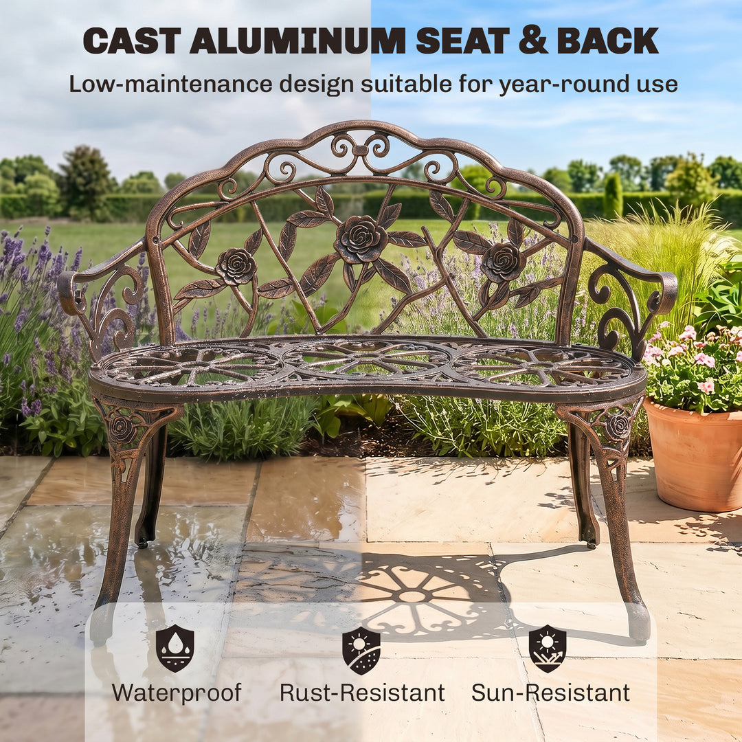 Cast Aluminium Garden Bench - Bronze Tone