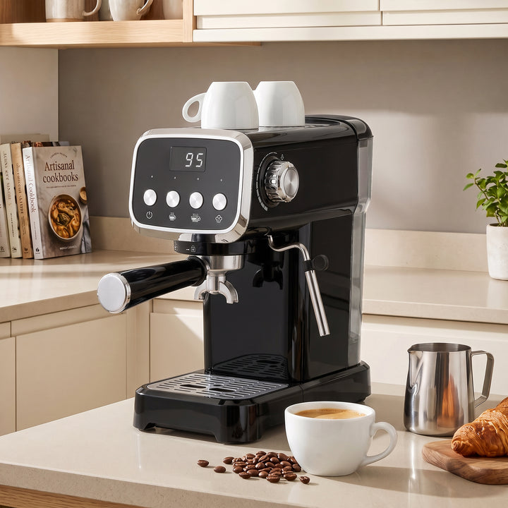 Espresso Machine, 20-Bar Cappuccino Coffee Maker with Frother Wand, 1.