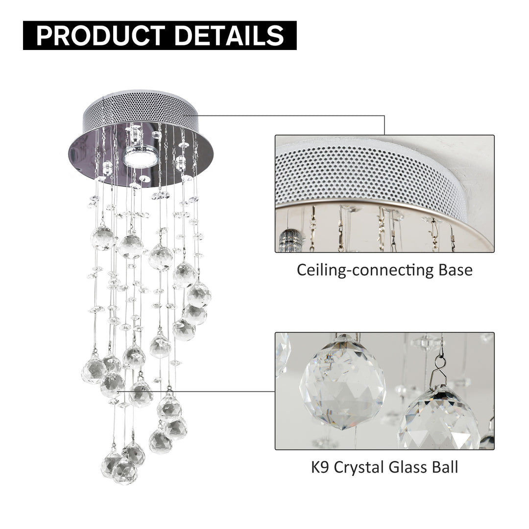 MCL Metal Crystal Ceiling Light Chandelier Elegant Pendant Lamp Living Room Stairway Stairway Spiral Rain Drop Pendant Lamp Silver