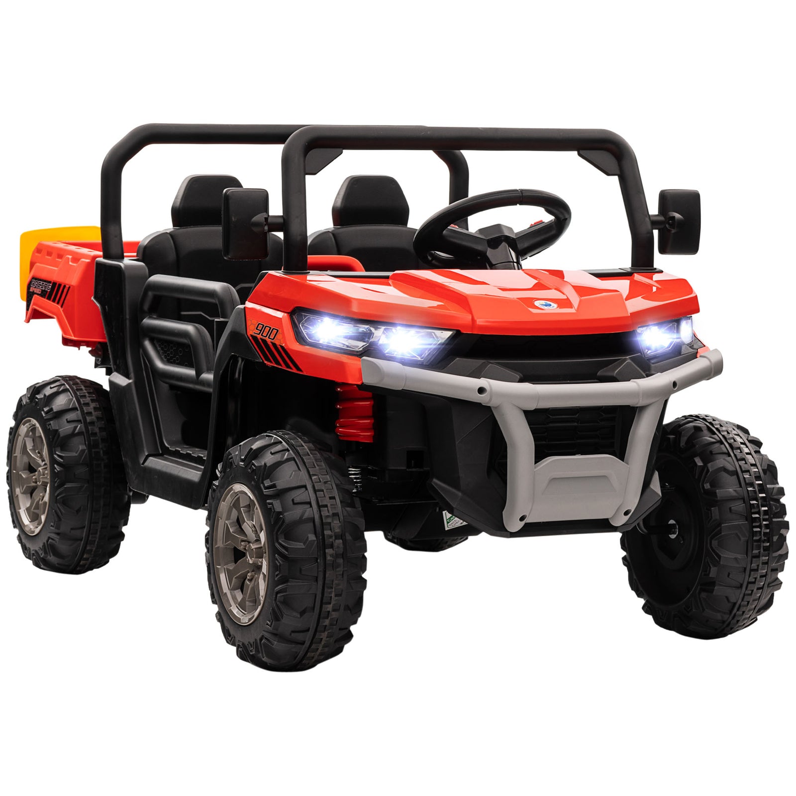 12V 2 Seater Kids Electric Ride-On Car with Electric Bucket, Remote Control - Red
