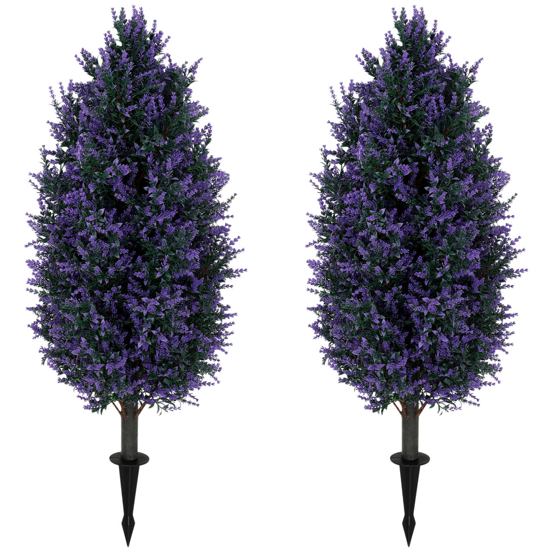 Set of 2 Artificial Lavender Flowers, Indoor Outdoor Fake Plants with 