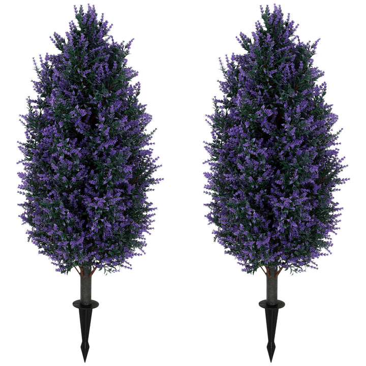 Set of 2 Artificial Lavender Flowers, Indoor Outdoor Fake Plants with 