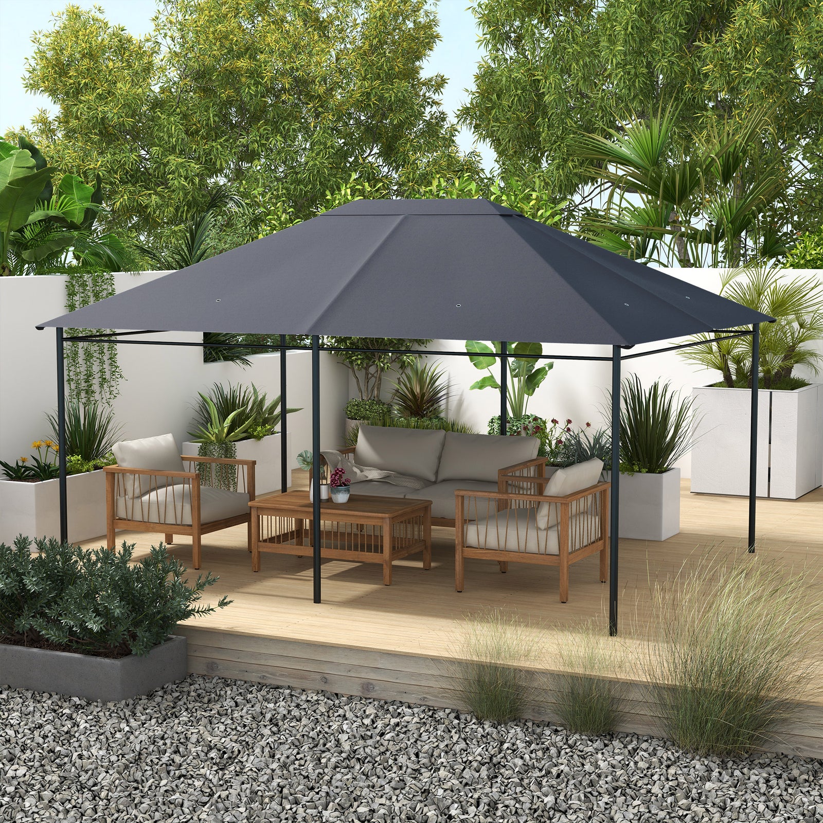 3 x 4m Gazebo Canopy Replacement Cover, Gazebo Roof Replacement (TOP COVER ONLY), Dark Grey