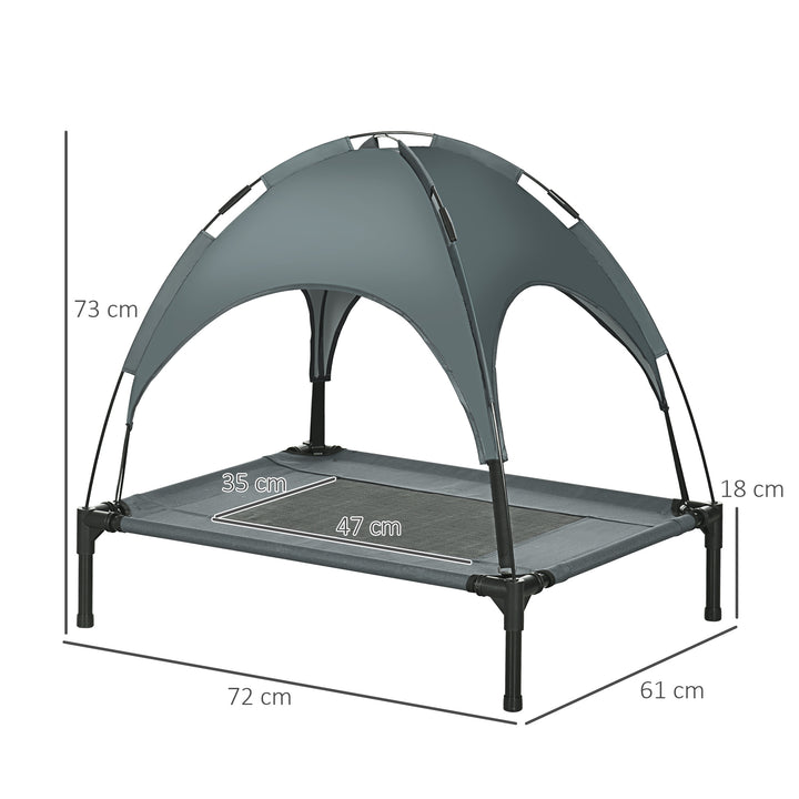 Raised Dog Bed Waterproof Elevated Pet Cot with Breathable Mesh UV Protection Canopy Grey, for Medium Dogs, 76 x 61 x 73cm