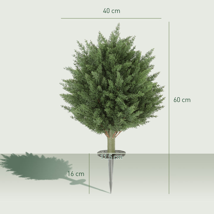 60 cm Artificial Cypress Tree with Ground Stake, Set of 2 Artificial P