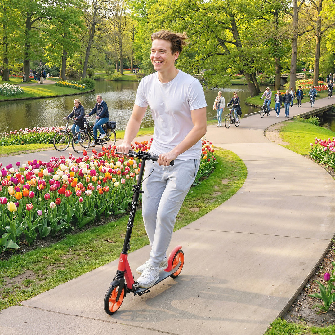 One-click Folding Kick Scooter for 14+ w/ Adjustable Handlebar, Push S