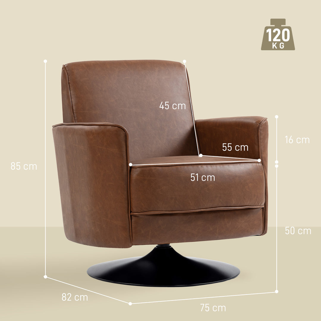 Upholstered Swivel Accent Chair with Thick Padding