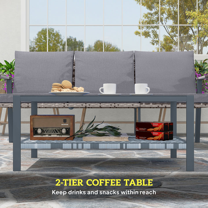 Six-Piece Rattan Garden Sofa Set - Grey