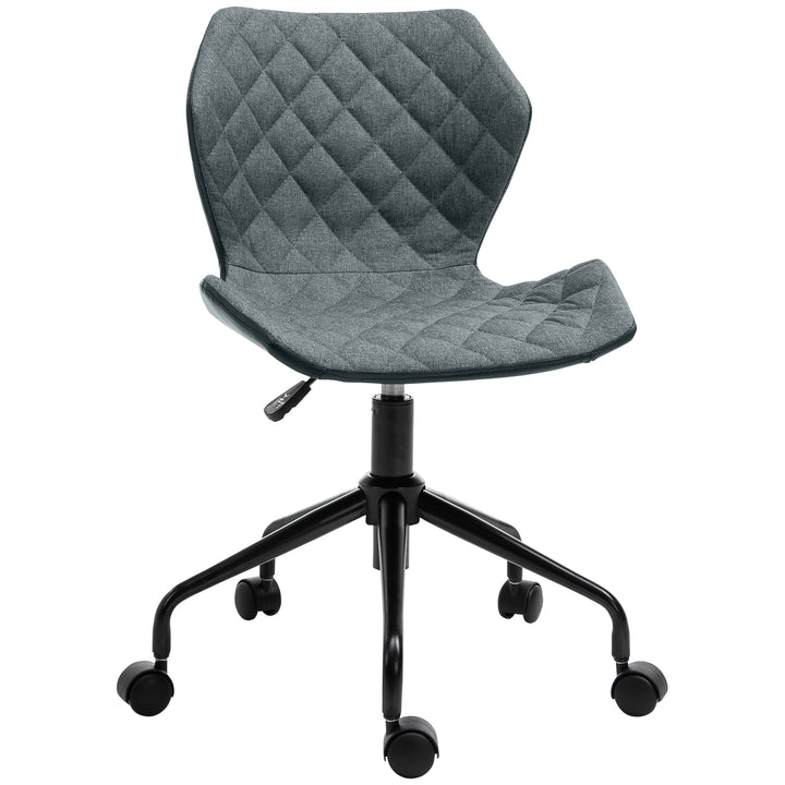 Office Computer Desk Chair, Swivel Task Chair no Arms, Fabric Study Chair with Adjustable Height and Rolling Wheels for Home Work, Grey
