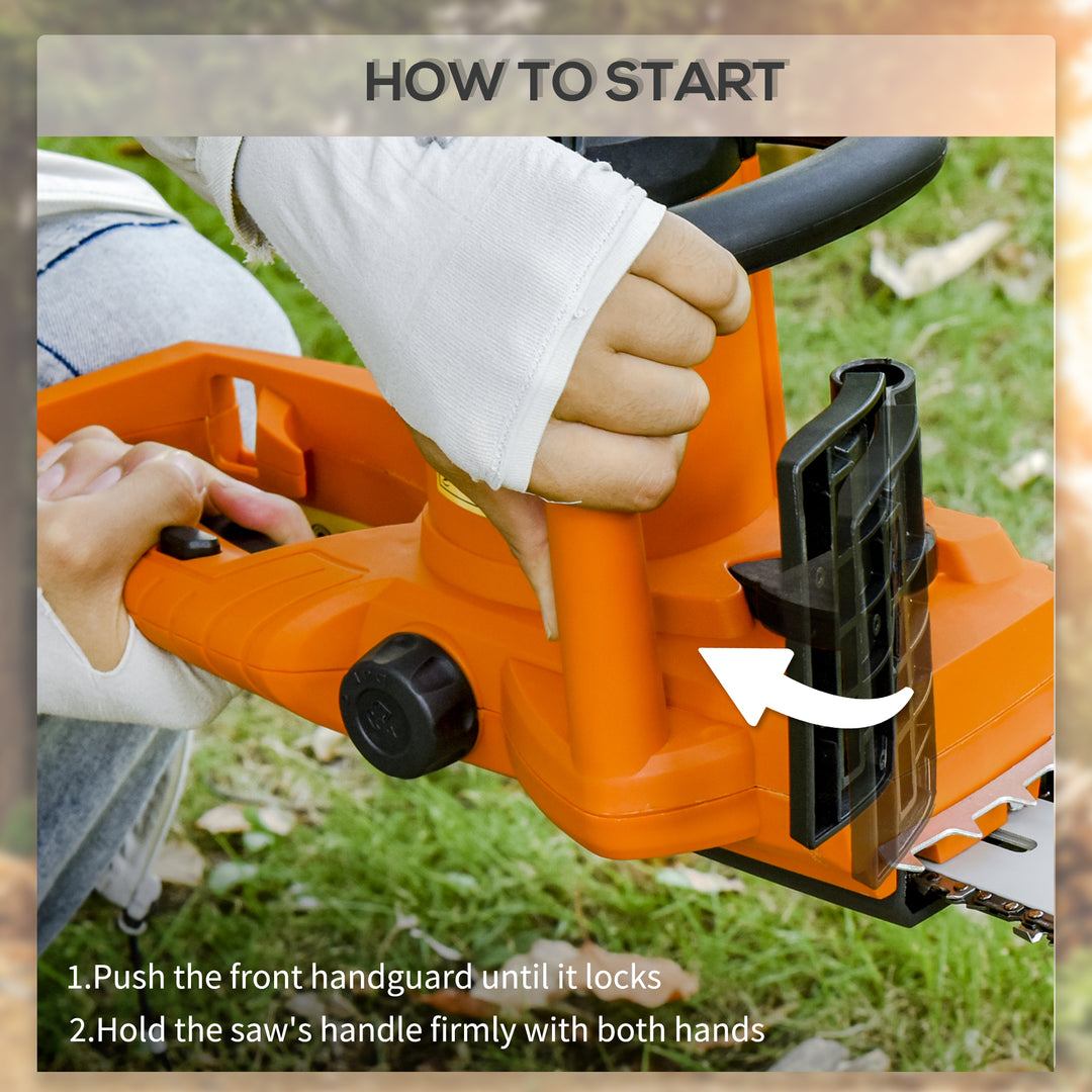 Aluminium Chainsaw with Double Brake Protection and Blade Cover, 2000 W, 40 cm, for Wood, Trees and Branches, Orange
