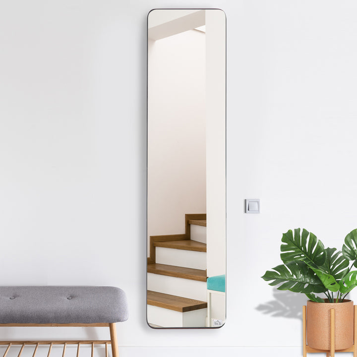 MCL Full Length Mirror, 156 x 37 cm Rectangular Full Body Mirror with Stand, Floor Standing, Hanging or Leaning Against Wall for Bedroom Cloakroom, Black